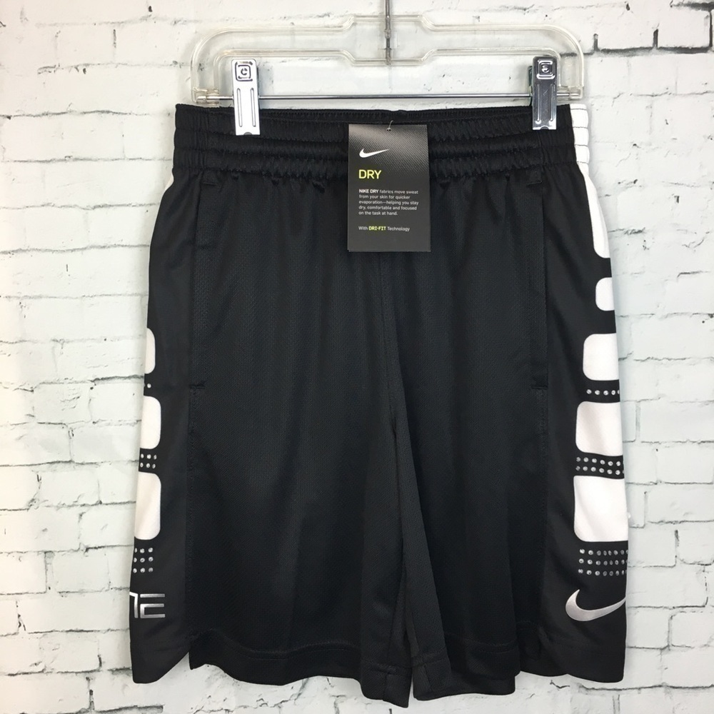 Nike NWT Elite Boys Dri-Fit Black & White Shorts Sz S Basketball Gym Workout - Picture 2 of 5